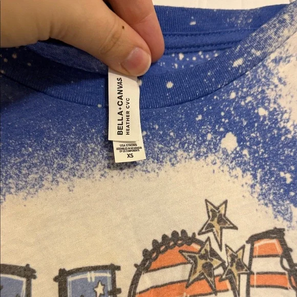 Bella Canvas Long Sleeve Tee - Blue and White USA Design - Picture 2 of 5